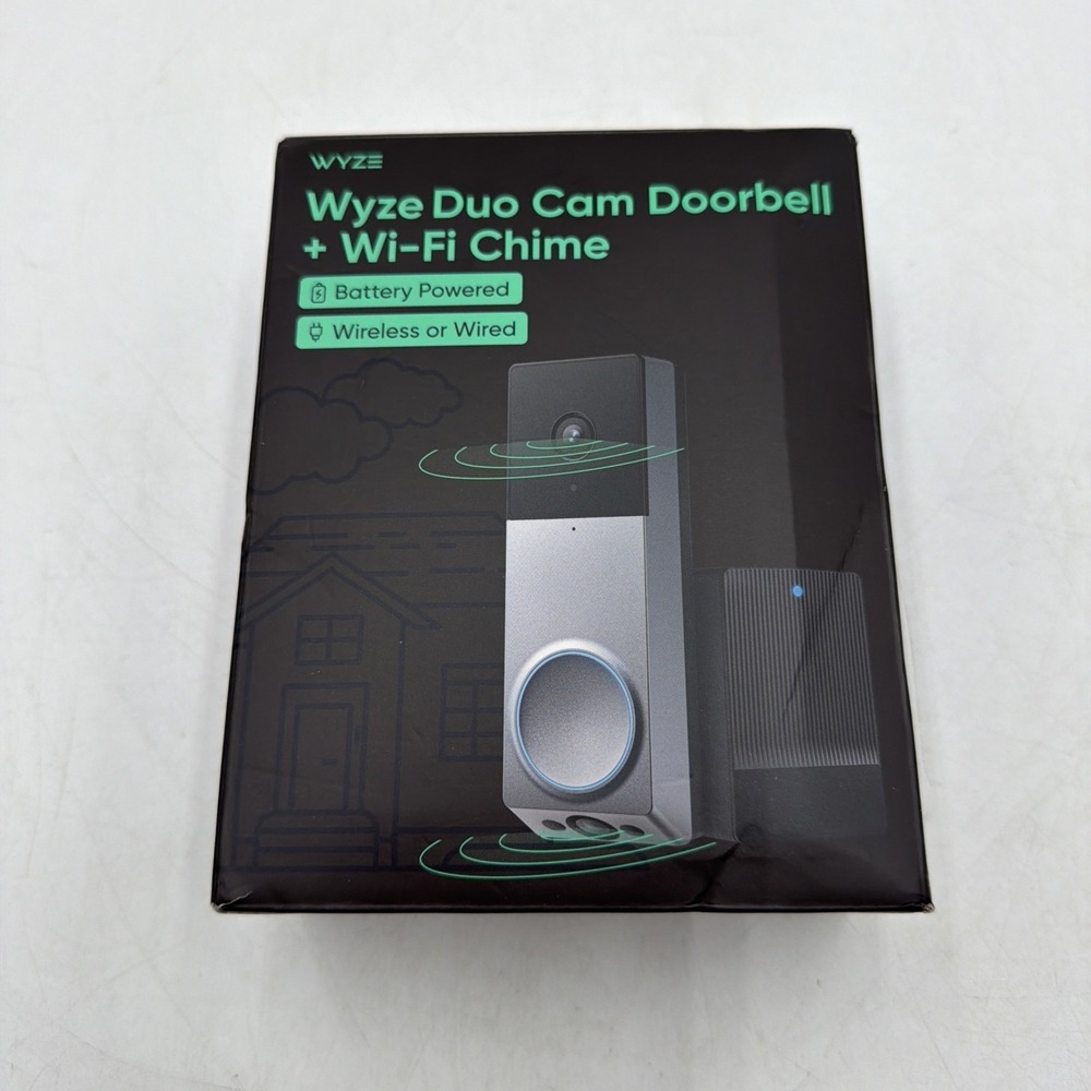 WYZE Wireless Duo Cam Video Doorbell Chime Included Battery Powered 2K Silver